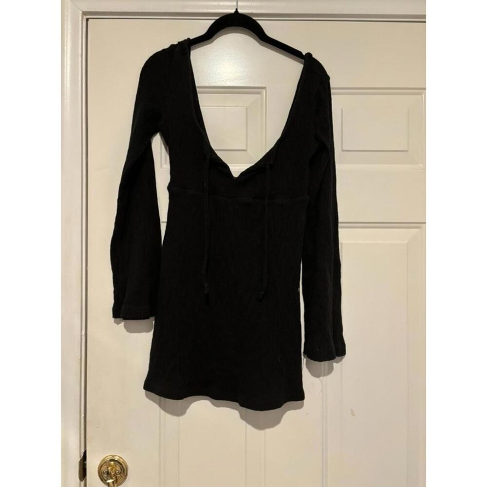 Women's sz XS Free People Beach off shoulder black long sleeve dress#1285